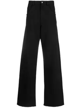MM6 Maison Margiela широкие брюки с вышитым логотипом, черный
