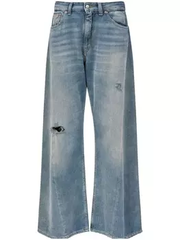 MM6 Maison Margiela широкие джинсы с эффектом потертости, синий