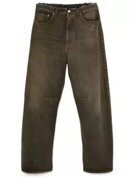 MM6 Maison Margiela широкие джинсы с декоративной строчкой, коричневый