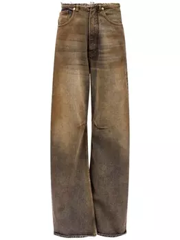MM6 Maison Margiela широкие джинсы с необработанными краями, коричневый