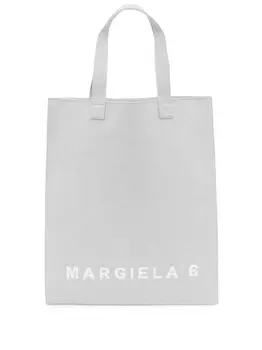 MM6 Maison Margiela сумка-тоут с логотипом, серебристый