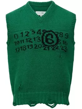 MM6 Maison Margiela свитер с вышивкой, зеленый