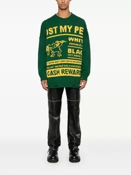 MM6 Maison Margiela свитер, связанный интарсией, зеленый