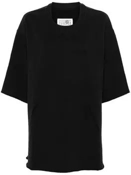 MM6 Maison Margiela толстовка с короткими рукавами и вышивкой, черный