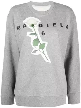 MM6 Maison Margiela толстовка с логотипом, серый