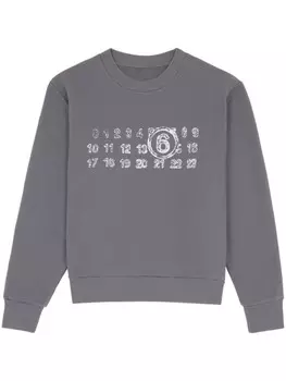 MM6 Maison Margiela толстовка с принтом в виде цифр, серый