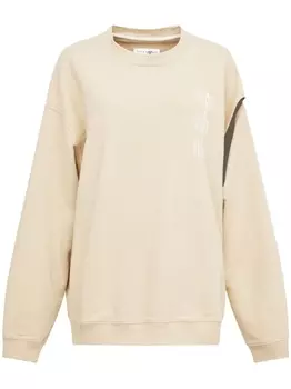 MM6 Maison Margiela толстовка с вырезами и принтом Numbers, нейтральный цвет