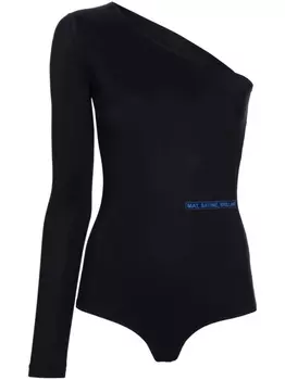 MM6 Maison Margiela топ асимметричного кроя с логотипом, черный