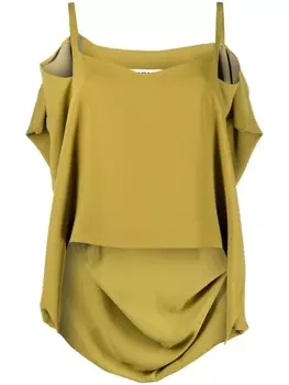 MM6 Maison Margiela топ на бретелях с драпировкой, зеленый