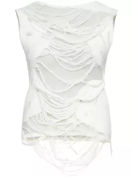 MM6 Maison Margiela топ с эффектом потертости, белый