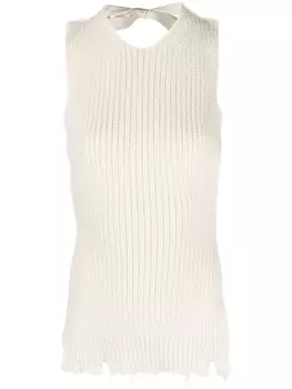 MM6 Maison Margiela топ с вырезами, нейтральный цвет