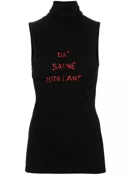 MM6 Maison Margiela топ с высоким воротником и сборками, черный