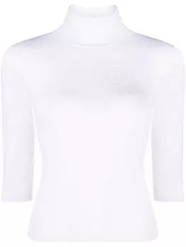 MM6 Maison Margiela топ с высоким воротником и логотипом, белый