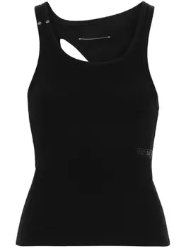 MM6 Maison Margiela топ в рубчик с вырезом, черный