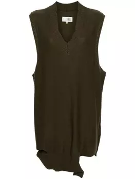 MM6 Maison Margiela трикотажное мини-платье без рукавов, зеленый