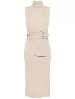 MM6 Maison Margiela трикотажное платье миди, нейтральный цвет