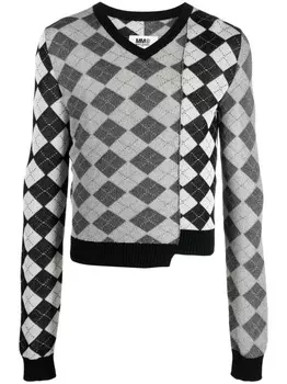 MM6 Maison Margiela трикотажный свитер асимметричного кроя, серый