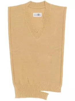 MM6 Maison Margiela трикотажный топ Gauge 7 с эффектом потертости, коричневый