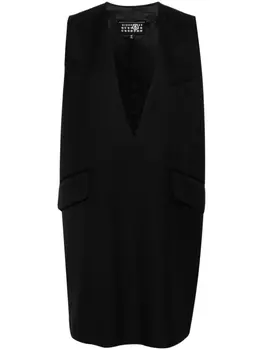 MM6 Maison Margiela твиловое платье мини с логотипом, черный