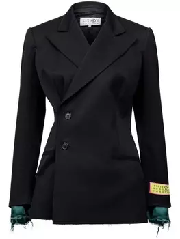 MM6 Maison Margiela твиловый пиджак с нашивкой-логотипом, черный