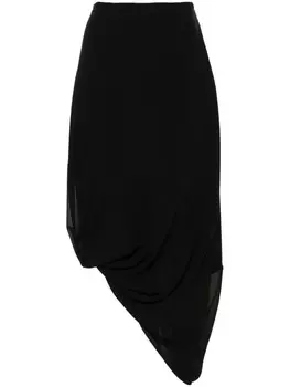 MM6 Maison Margiela юбка миди асимметричного кроя с драпировкой, черный