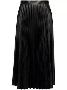 MM6 Maison Margiela юбка миди из искусственной кожи в складку, черный