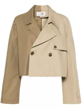 MM6 Maison Margiela укороченная куртка в стиле колор-блок, нейтральный цвет