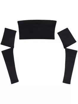 MM6 Maison Margiela укороченный топ с вырезами, черный