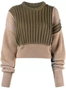 MM6 Maison Margiela вязаный джемпер в технике пэчворк, зеленый