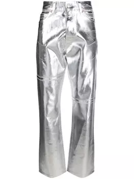 MM6 Maison Margiela зауженные джинсы с эффектом потертости, серебристый