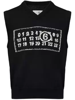 MM6 Maison Margiela жилет вязаный с цифрами, черный