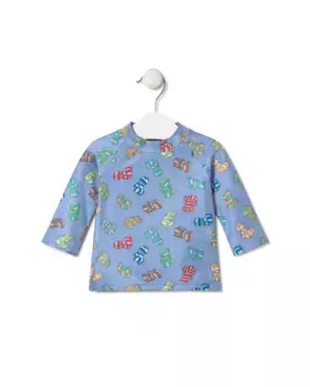 Многоцветная детская пляжная футболка с принтом Bold Bear Tous, голубой