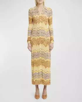 Многоцветное длинное платье-рубашка на пуговицах с шевронным узором Mariela Ulla Johnson, цвет Mystic