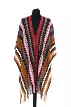 Многоцветное шерстяное женское пончо Missoni