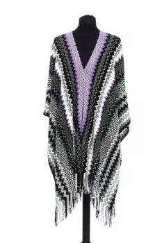 Многоцветное шерстяное женское пончо Missoni