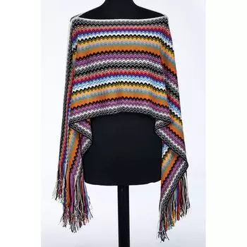 Многоцветное шерстяное женское пончо Missoni