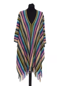 Многоцветное шерстяное женское пончо Missoni