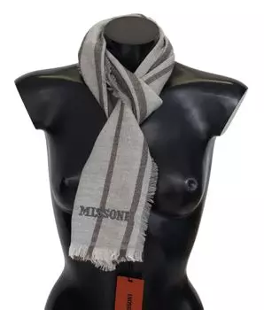 Многоцветный шерстяной полосатый шарф с бахромой унисекс Missoni