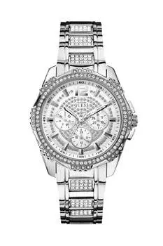 Многофункциональные часы с кристаллами серебристого тона Guess Factory, цвет multi