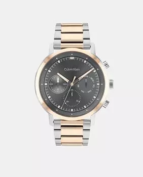 Многофункциональные двухцветные мужские часы из стали Gauge 25200064 Calvin Klein, серебро
