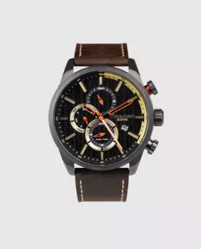 Многофункциональные коричневые кожаные часы Neckmarine X-Plorer, коричневый