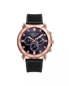 Многофункциональные мужские часы Heat с черным циферблатом и черным силиконовым ремешком Viceroy, черный