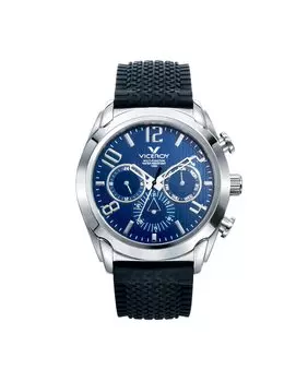 Многофункциональные мужские часы Magnum из стали с черным силиконовым ремешком Viceroy, черный