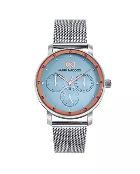 Многофункциональные женские часы Midtown из стали с ремешком из миланской сетки Mark Maddox, серебро