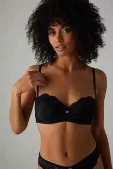 Многофункциональный бюстгальтер без бретелек с кружевными подкладками и цветочным принтом на косточках Ysabel Mora, черный