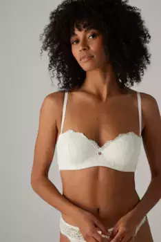 Многофункциональный бюстгальтер без бретелек с кружевными подкладками и цветочным принтом на косточках Ysabel Mora, белый