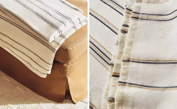 Многофункциональный плед в полоску Zara Home, горчично-желтый