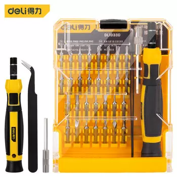Многофункциональный прецизионный набор отверток Deli, набор ремонтных отверток, базовый набор из 33 предметов, хромованадиевая сталь DL1033D