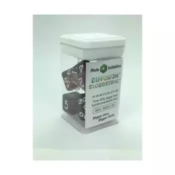 Многогранные игральные кости — кровавый камень с белыми цифрами (7), Game Dice - Diffusion (Role 4 Initiative)