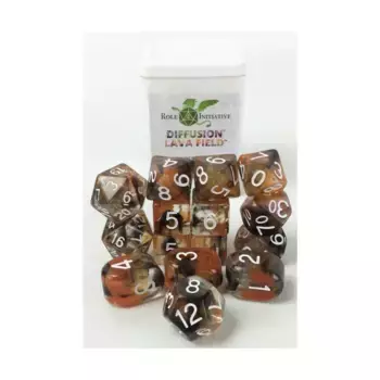 Многогранные игральные кости — лавовое поле, арка d4 с белыми цифрами (15), Game Dice - Diffusion (Role 4 Initiative)